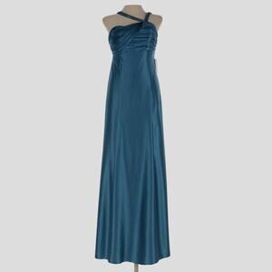 Sz 5/6 HAILEY LOGAN BY ADRIANNA PAPPELL Blue Floor-Length Asymmetric Strap Gown